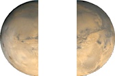 Image of Mars split in half