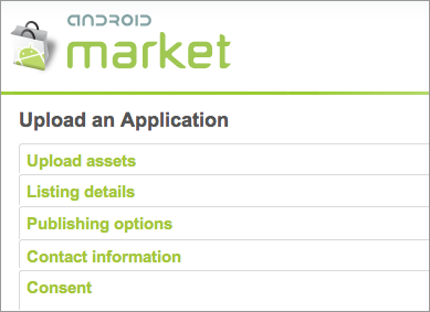 Steps to upload an application to the Android Market