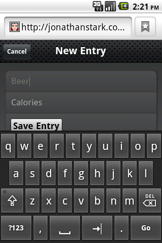 Keyboard data entry with the New Entry form