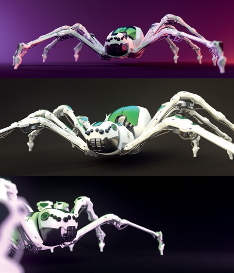 Alternate renders of the Spider Bot, with different lighting and camera angles