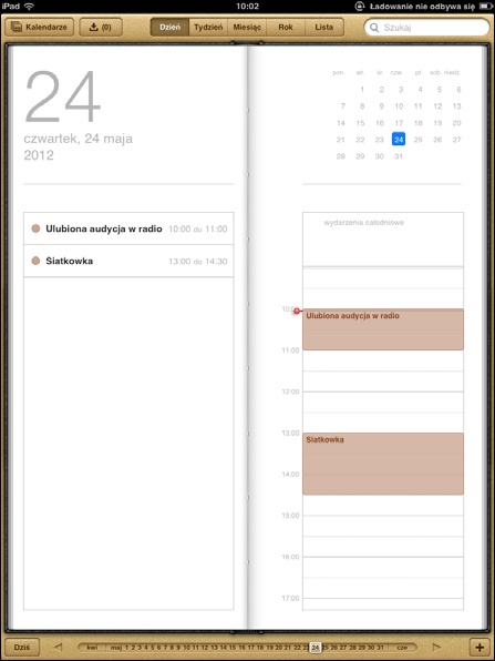Aplikacja Kalendarz pokazuje utworzone w tym podrozdziale powtarzające się wydarzenie