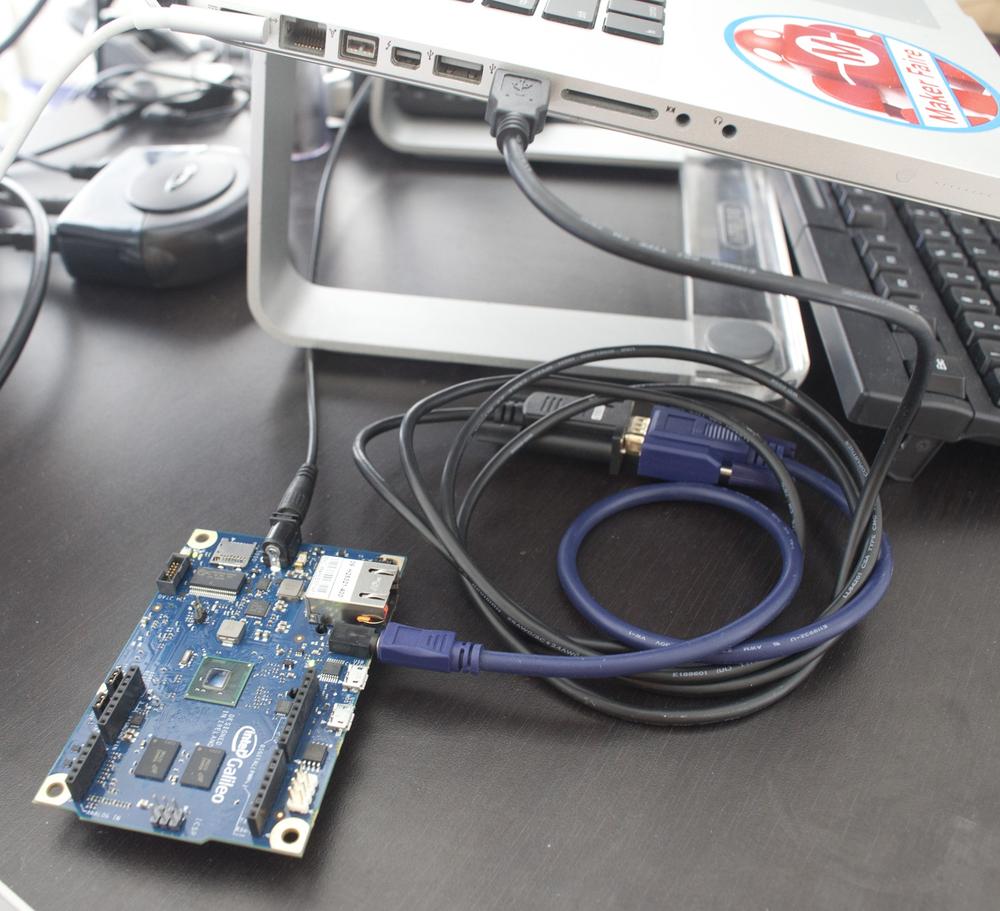 Connecting Galileo’s serial port to a computer’s USB port.