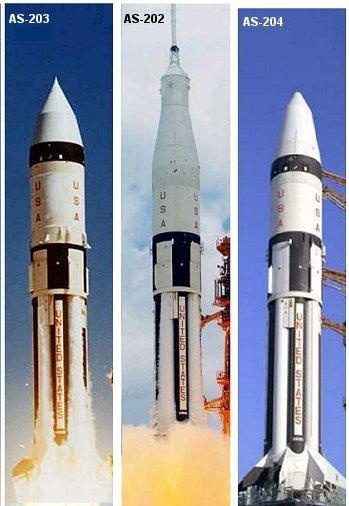 The Saturn 1B booster is a tinker-toy cluster rocket. It’s made up of eight tanks from Redstone rockets holding fuel and liquid oxygen, a liquid oxygen tank from a Jupiter rocket, and eight H1 rocket motors.