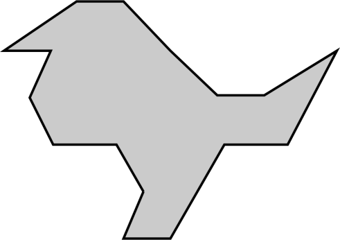 Figure showing polygon: straight line segments forming a bird shape.