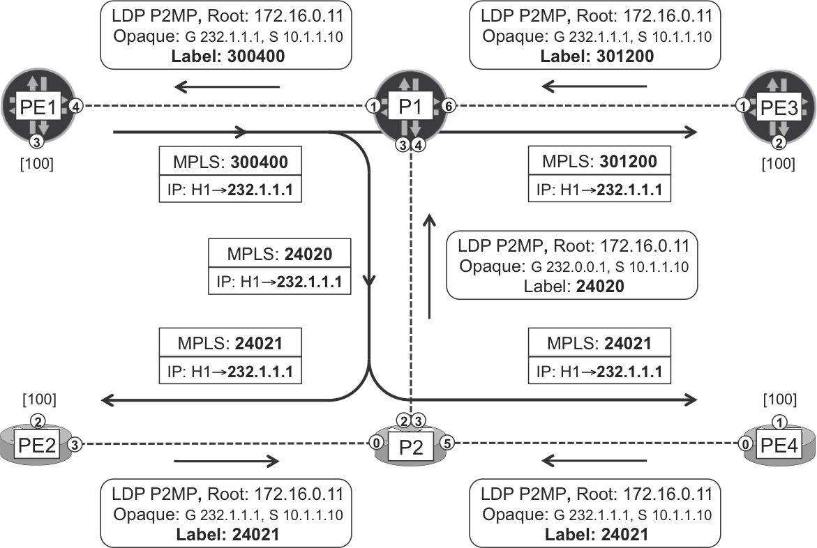 mLDP P2MP LSPs—In-Band signaling and forwarding