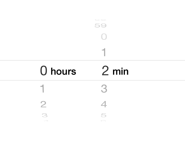 A two-minute countdown duration set on a date picker