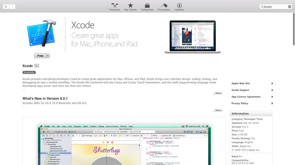 Xcode 6 in the Mac App Store