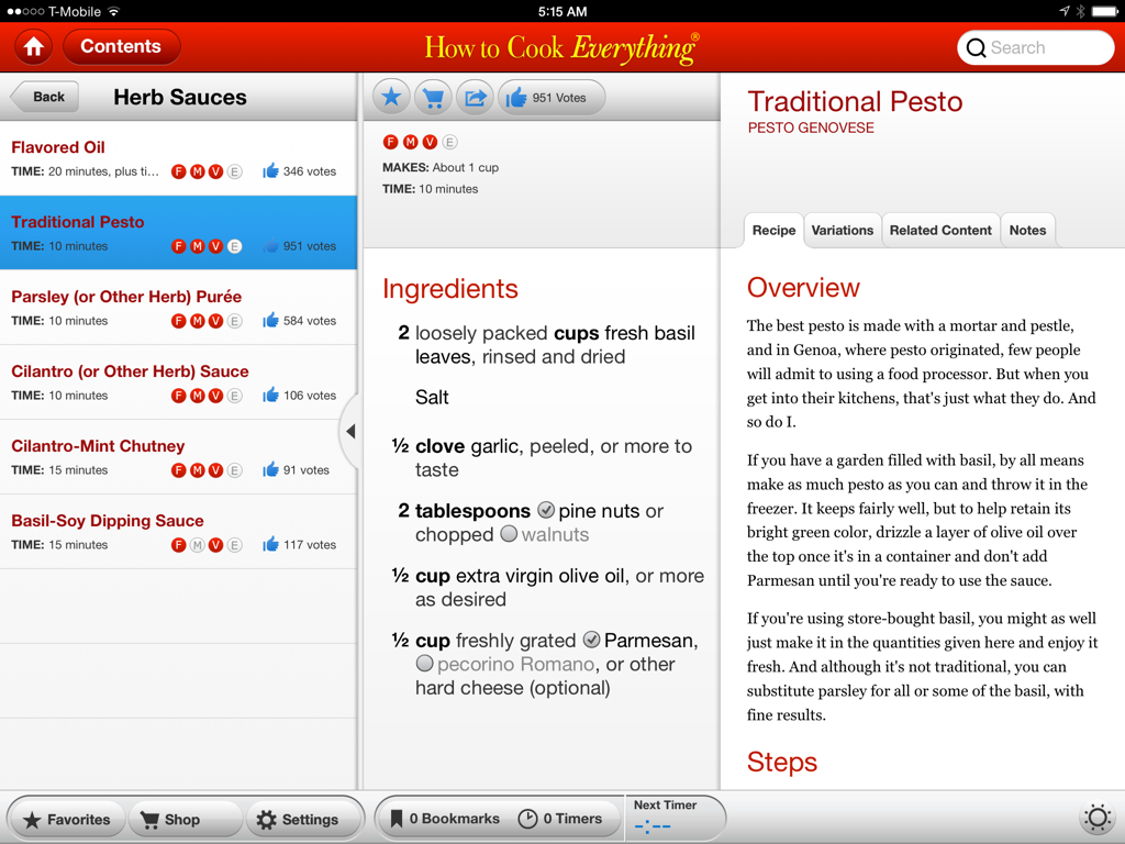 The content-centric 'How to Cook Everything' iPad app feels more like a recipe book than like a place
