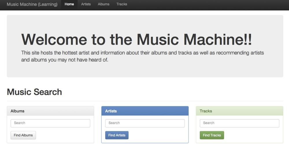 Screenshot of the mock music-listening website for which a real Mahout-Solr recommender was built.