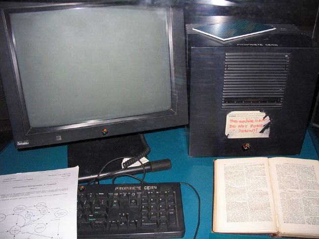 The first web server on the World Wide Web was a NeXT workstation (a NeXTcube) used by Tim Berners-Lee at CERN. The document resting on the keyboard is a copy of Information Management: A Proposal, which was Berners-Leeâs original proposal for the World Wide Web.Berners-Lee, Timedge casesmission critical systems, languages forprogramming languages for mission critical systemsPhoto by Coolcaesar () (GFDL () or CC-BY-SA-3.0 ()), via Wikimedia Commons.