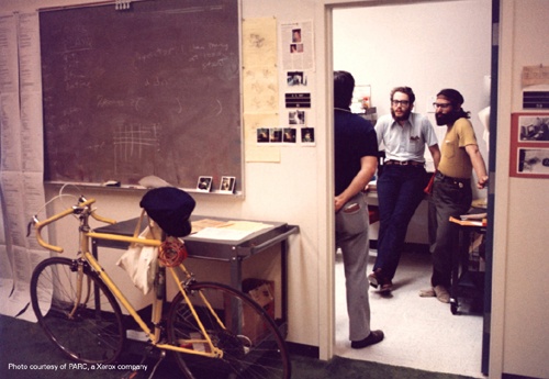 PARC researchers in 1972, two years after founding. PARCâs office spaces were filled with people from different disciplines, allowing for different thinking about computing in general.Image courtesy of PARC Research; used with permission.