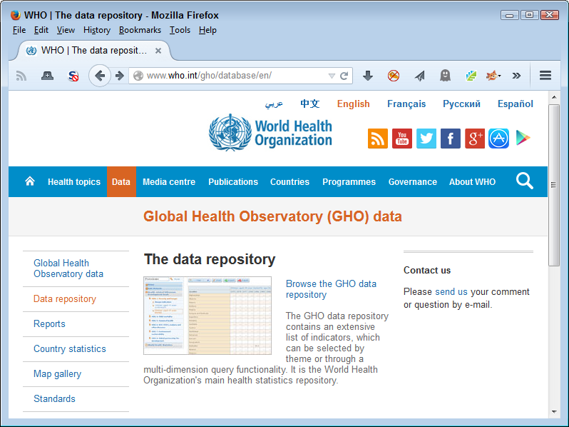 Some repositories, such as the WHO database, are downloadable
