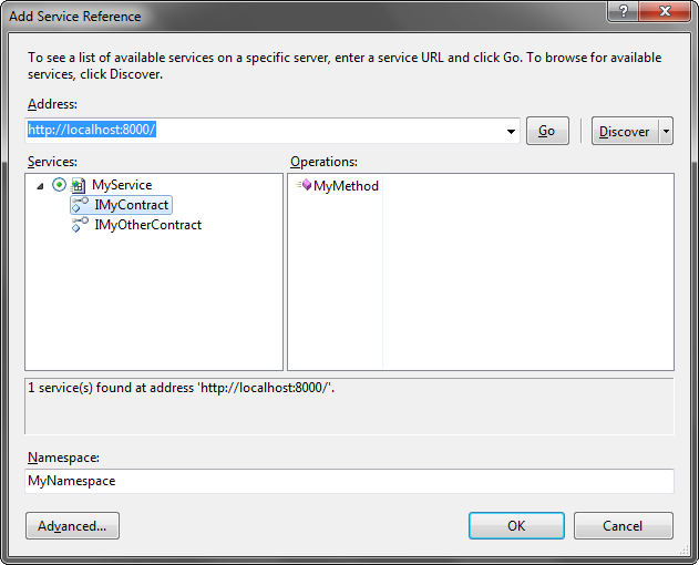 Generating a proxy using Visual Studio