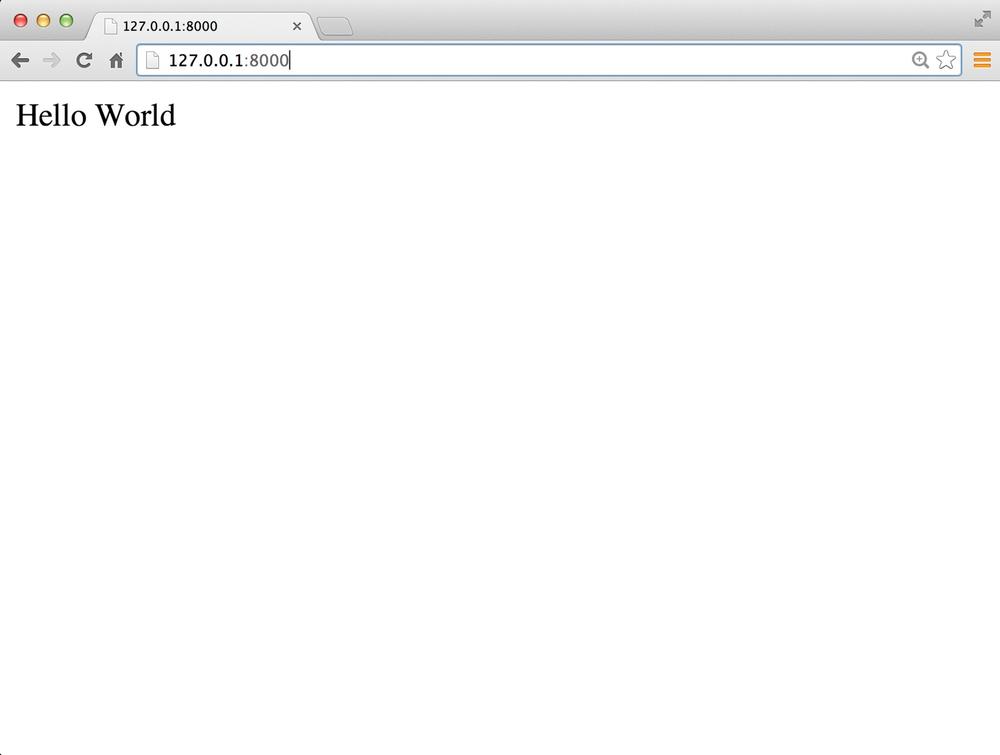 Browser screenshot showing ‘Hello World’