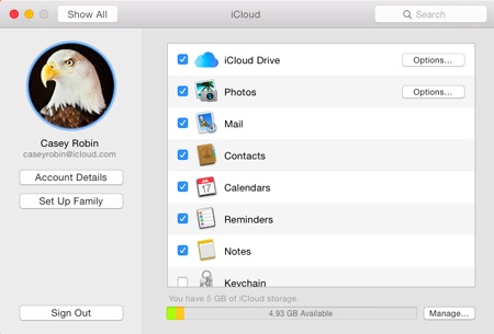 The headquarters of iCloud’s features. You’ll find a nearly identical panel on your iPhone, iPad, or iPod Touch (in Settings→iCloud).