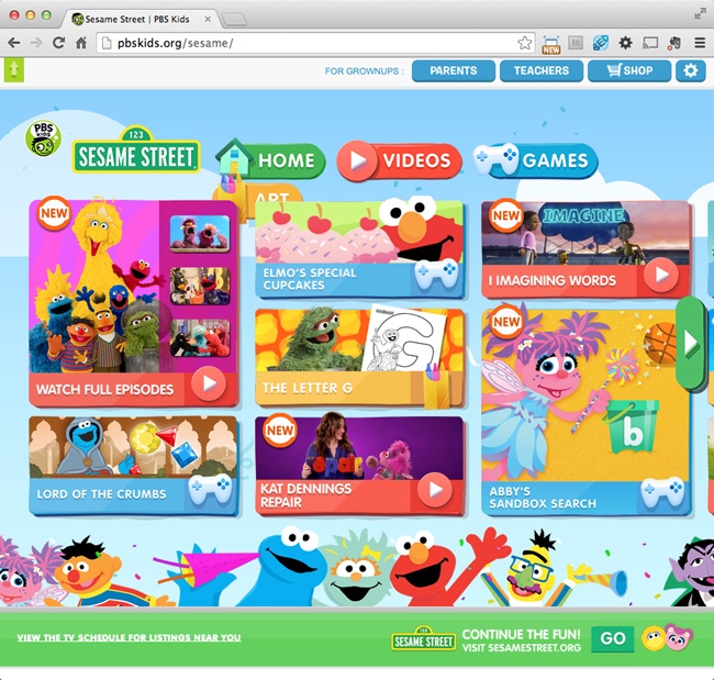 Some websites rely almost exclusively on graphics for both looks and function. The home page of the Sesame Street website (), for instance, uses graphics not just for pictures of the main characters, but for the page’s background and navigation buttons, too.
