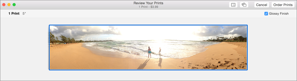 **①** Apple makes it easy to order prints from Photos, even for nonstandard sizes like panoramas.