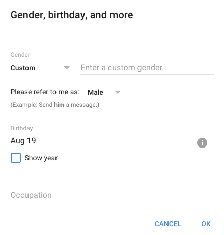 Google's "other" option.