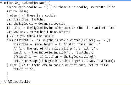 Reading one cookie from document.cookie