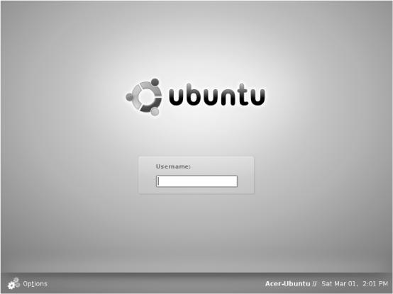 The Ubuntu login screen