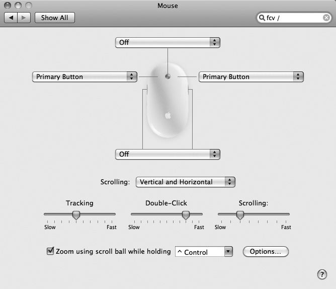 The Mouse dialog lets you customize your mouse.