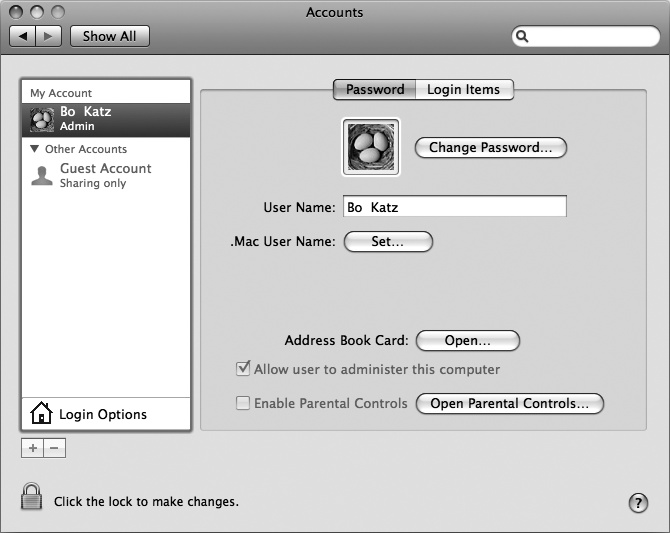 The Accounts window lets you set up and create an account.
