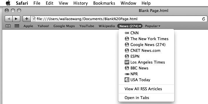 A folder acts like a pull-down menu on the Bookmarks Bar.