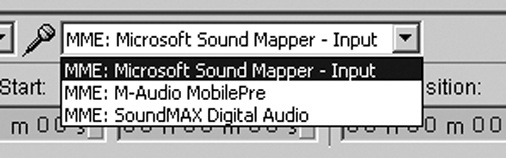 Recording device picker on Windows XP—don’t choose Microsoft Sound Mapper