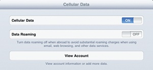 The Cellular Data settings screen lets you define cellular data settings.