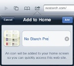 Storing a bookmarked site to your Home screen.
