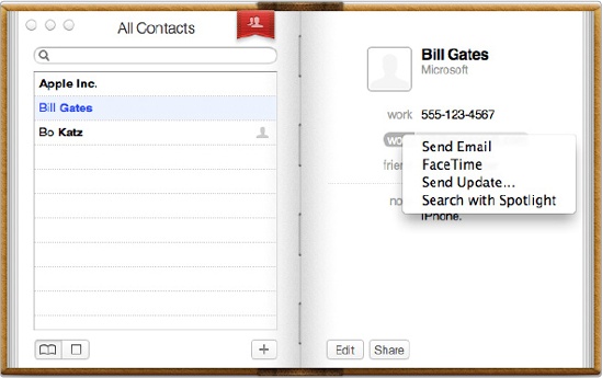 Right-clicking a field label brings up options for contacting that person.