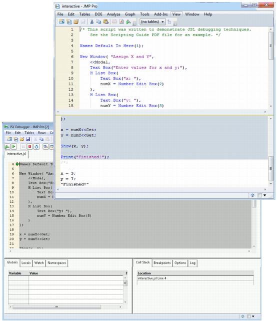 Script Editor with Embedded Log and the Debugger