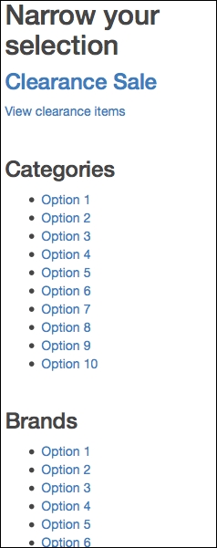 Styling the options sidebar