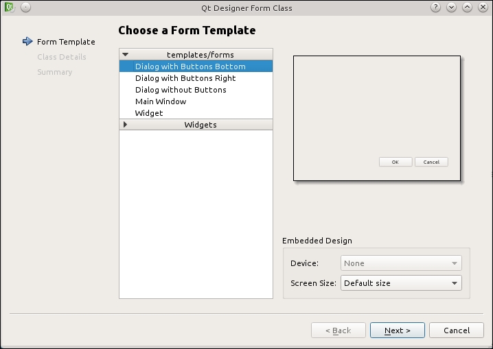 Time for action – designing the game configuration dialog