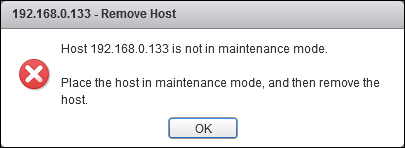 Removing a host from the VMware vCenter Server