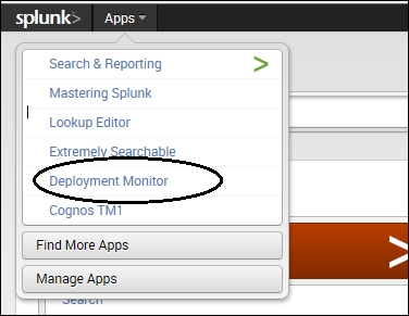 Viewing the Splunk Deployment Monitor app