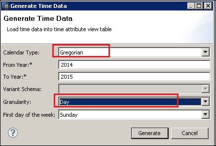 Creating time attribute views