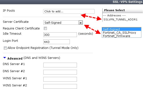 Configuring the SSL VPN settings