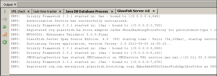 Starting the GlassFish 4 server