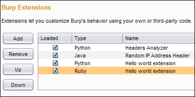 Managing Burp Extensions