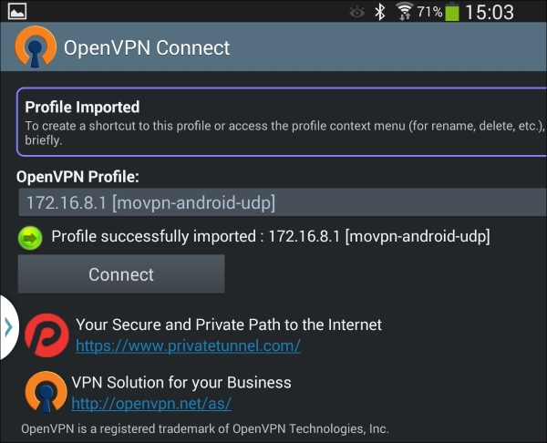 Using the OpenVPN Connect app for Android