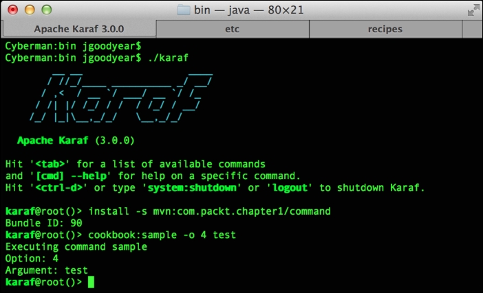 Creating our own custom Karaf command using a Maven archetype