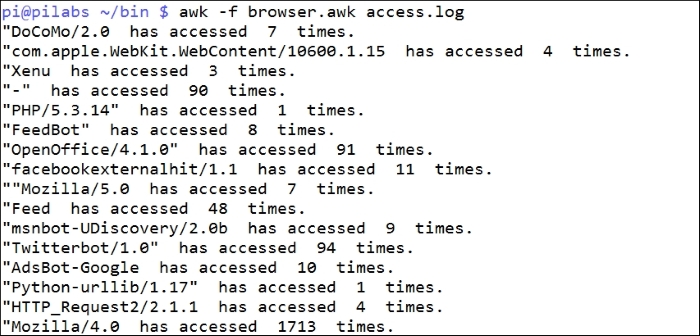 Displaying the browser data