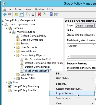 Importing a policy into Active Directory