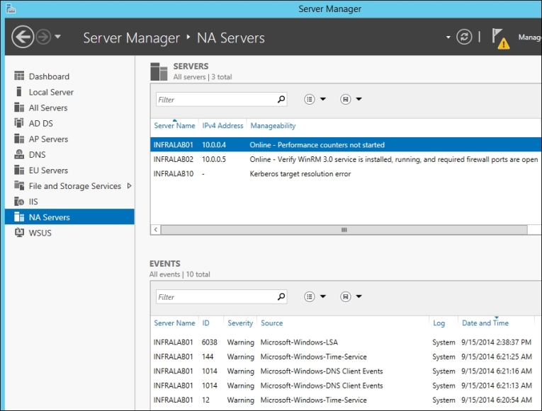 Managing servers using Server Manager