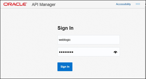 Accessing the Oracle API portal as an administrator
