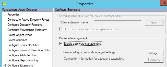 Enabling password management in AD