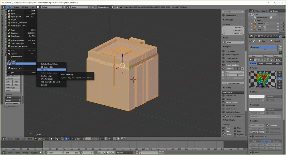 Importing our object into Unreal