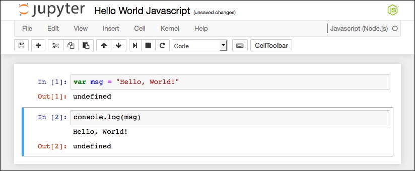 JavaScript Hello World Jupyter Notebook