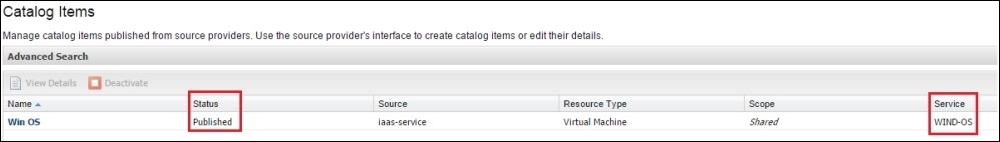 Configuring a catalog item